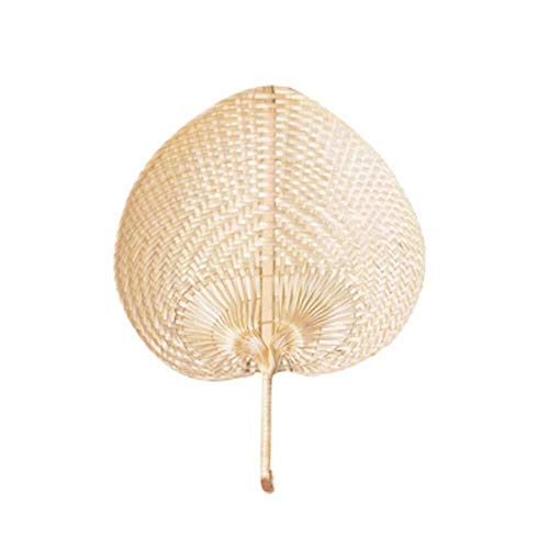 Zihuist Abanicos de Mano Ventilador de Hoja de Palma Hecho a Mano, Ventiladores de Rafia Natural Ventilador de bambú de Mano en Forma de corazón Ventilador de Verano (Size : 4 Pack)