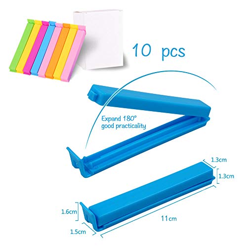 ZoneYan Clip de Sellado, Clips de Cierre para Bolsas, Clips de Cierre de Plástico, Pinzas Cierre Cocina, Pinzas de Bolsa de Comida, Sellado Clips para Alimentos, Pinzas Cierre Bolsas Grandes, 10 pcs