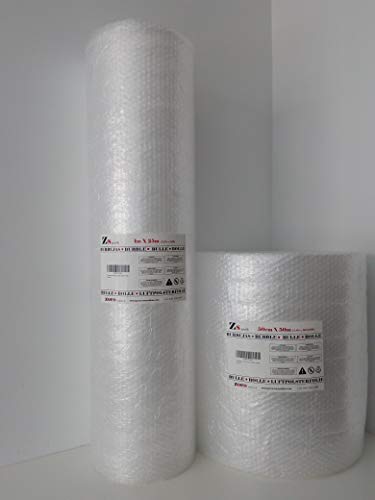 Zs Products - Rollo de plástico de burbujas (0,50 metros x 50 metros), protección de objetos frágiles, embalaje, transporte y mudanzas. Papel de burbujas de calidad europea.