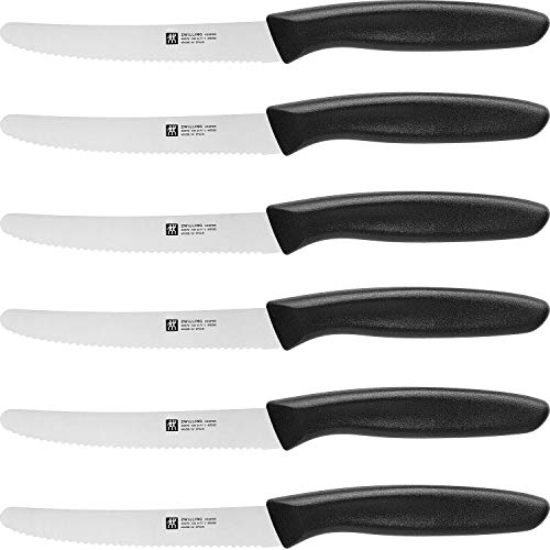 Zwilling 38070-900-0 Twin Grip - Cuchillo de cocina con filo ondulado (6 piezas, hoja de 12 cm, acero de nitrógeno)