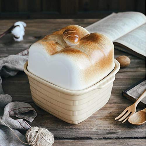 ZZFF Molde para Pan con Tapa,Creativo Cerámica Molde para Hornear Pan Molde Tostado Forma De Pan,No-Palo para Pastel De Pan para Hornear Pastelero Panadería A 18x21cm(7x8inch)