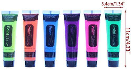 - 6pcs Body Art Pintura pigmento fluorescente de neón Festival Fiesta de Halloween cosplay DOISLL