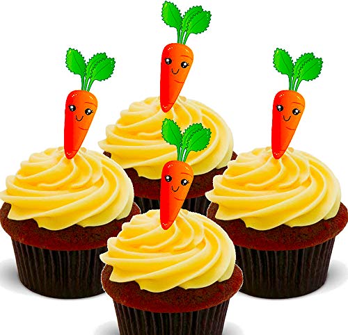 - Obleas comestibles decorativas para tartas con diseño de zanahorias, 24 unidades