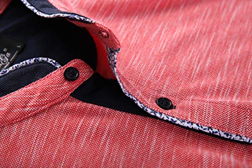 0110Voray Ga Polo Hombre algodón Granito Cuello Mao Vivo Estampado (Rojo, XL)