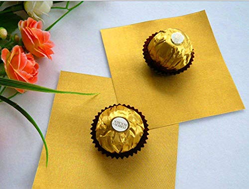 1 Bolsa (100PCS) 4 '' Oro Relieve Papel de aluminio Cuadrados Dulces Caramelo Lolly Papel Chocolate Regalos Envoltorios Polvo Té Envasado Azúcar Papel de envolver