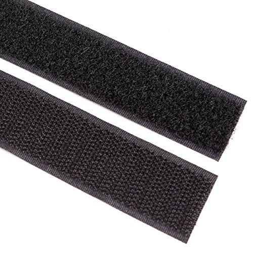 1 metro Cinta pega pega adhesiva Cinta adhesiva para coser Tejidos Cortinas Manteles Cierres Bolso Cremalleras Botones (Negro ancho 25mm)