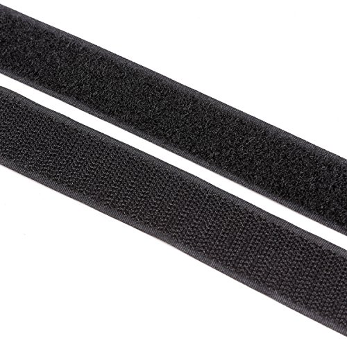 1 metro Cinta pega pega adhesiva Cinta adhesiva para coser Tejidos Cortinas Manteles Cierres Bolso Cremalleras Botones (Negro ancho 25mm)