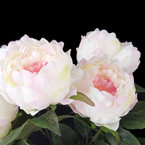 1 Ramo de Simulación Flor Peonía Rosada Blanca Decoración para Hogar Plantas Artificiales