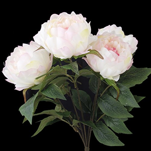1 Ramo de Simulación Flor Peonía Rosada Blanca Decoración para Hogar Plantas Artificiales