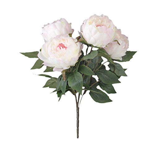 1 Ramo de Simulación Flor Peonía Rosada Blanca Decoración para Hogar Plantas Artificiales