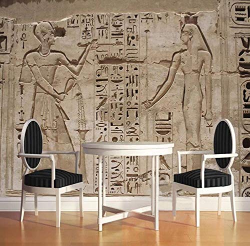 1 Tamaño personalizado Amy Tamaño Mural Papel pintado 3D Antiguo Pirámide Egipcia Piedra Pintura de Pared Estilo Europeo Retro Restaurante 3D Fresco @ 250 * 175 cm