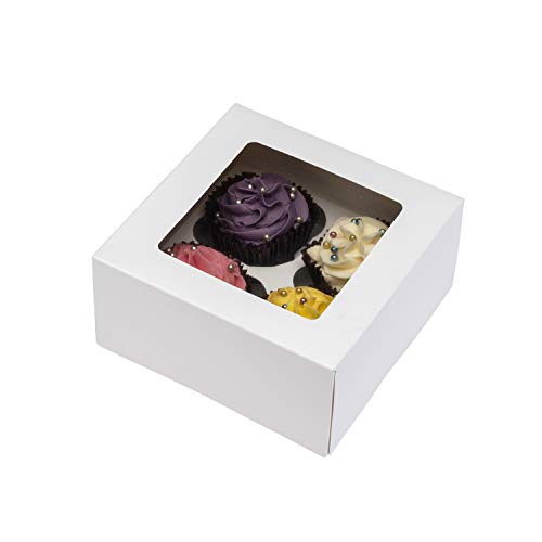 10 cajas para cupcakes con ventana y agujeros (4, 6, 8, 10 o 12), cartón, 4 Holes