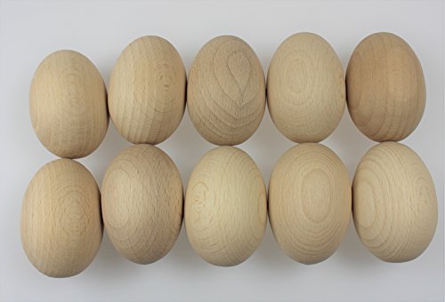 10 Huevos decoupage de madera con artesanías limpias y sólidas. Madera de haya para decorar. Tamaño de huevo - 60x40 mm -ideal para Pascua.