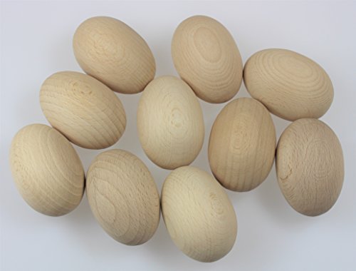 10 Huevos decoupage de madera con artesanías limpias y sólidas. Madera de haya para decorar. Tamaño de huevo - 60x40 mm -ideal para Pascua.