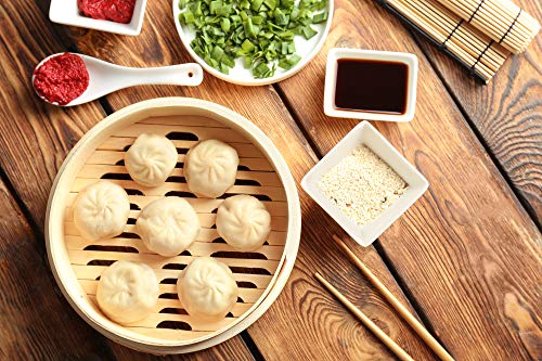 10 Inch vaporera de bambú por Harcas. 2 Tier. Mejor para Dim Sum, verduras, carne y pescado.