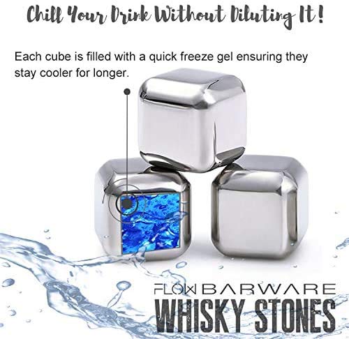 10 piedras de whisky de acero inoxidable para enfriar cubitos de hielo, cubitos de hielo de metal reutilizables para bebidas