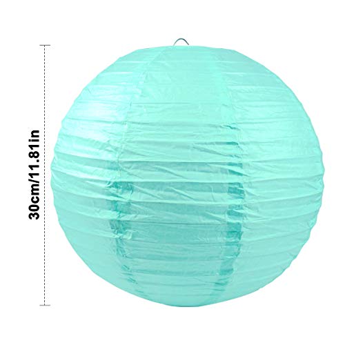 10 Piezas Linternas de Papel, (30cm / 12") Plegable Redondo Linternas de Bolas, Decoraciones Colgantes de Techo para Jardín Festival Fiestas y Bodas, 10 Colores Variados