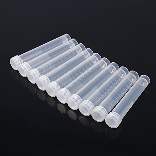 10 unidades 10ML Tubos de Prueba Plásticos Tubos de Ensayo Congelados Tubo con Marcas Graduadas Tapón de Rosca para Laboratorio