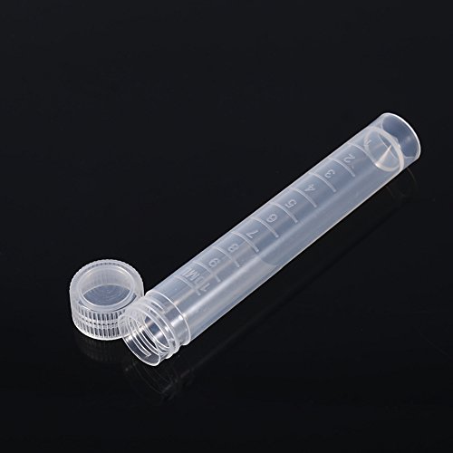 10 unidades 10ML Tubos de Prueba Plásticos Tubos de Ensayo Congelados Tubo con Marcas Graduadas Tapón de Rosca para Laboratorio