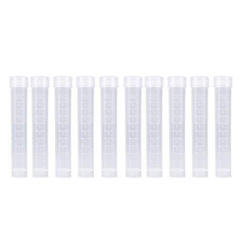 10 unidades 10ML Tubos de Prueba Plásticos Tubos de Ensayo Congelados Tubo con Marcas Graduadas Tapón de Rosca para Laboratorio
