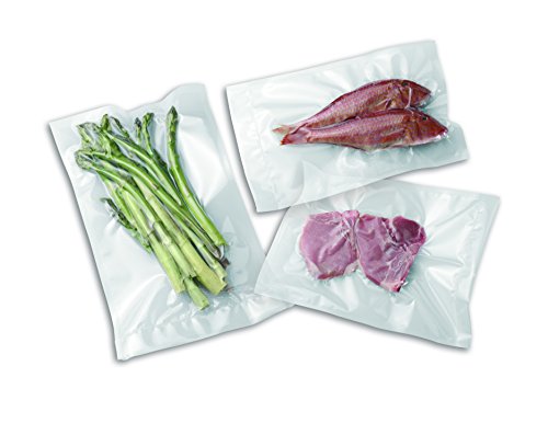 100 bolsas de plástico gofradas de 20x28 cm. especiales para la conservación al vacio de alimentos 20x28 cm Laica VT3501. Libres de BPA.