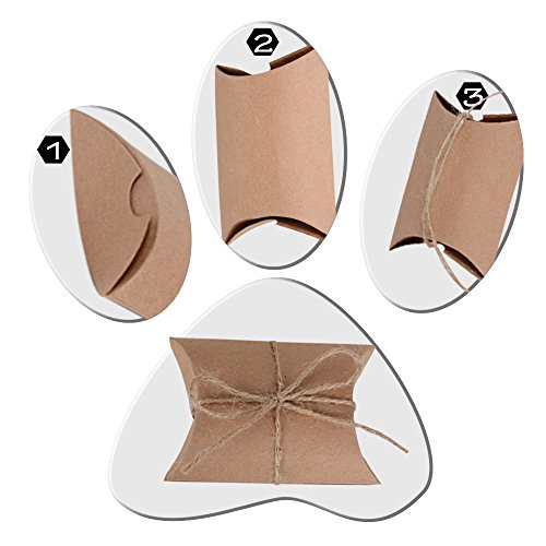 100 × Cajas, Papel Kraft, para Guardar Bombones, Galletas Pequeñas Detalle Regalo Recuerdo Favor Decoración para Invitados de Boda, Fiesta, Comunión, Bautizo, Graduación etc. (Marrón)