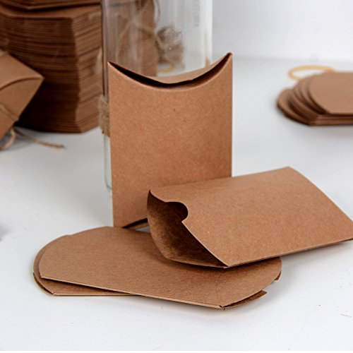 100 × Cajas, Papel Kraft, para Guardar Bombones, Galletas Pequeñas Detalle Regalo Recuerdo Favor Decoración para Invitados de Boda, Fiesta, Comunión, Bautizo, Graduación etc. (Marrón)