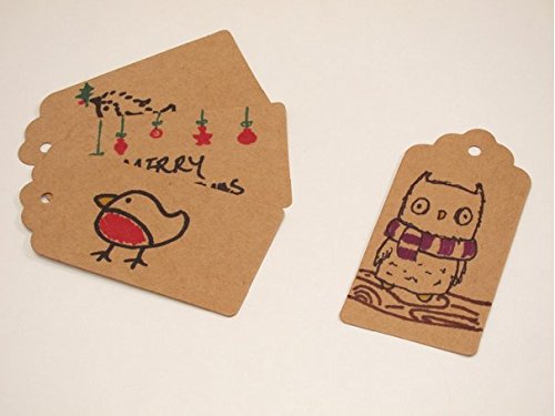 100 Etiquetas de Papel Kraft,Etiquetas de Regalo,Equipaje Etiquetas de las etiquetas de Boda con 30 Metros de Cuerda de Yute para decorar regalos(5x10cm)