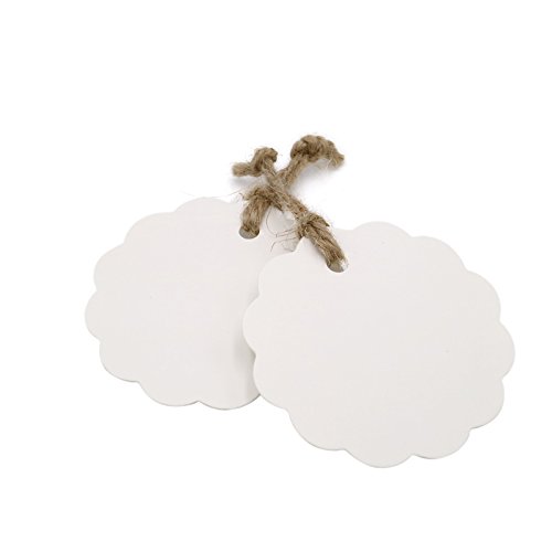 100 Etiquetas de Papel Kraft,Etiquetas de Regalo,Equipaje Etiquetas de las etiquetas de Boda con 30 Metros de Cuerda de Yute para decorar regalos(6x6cm)