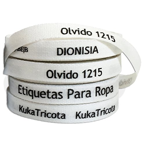 100 etiquetas para coser a la ropa. Etiquetas personalizadas de tela 100% ALGODÓN. Cintas de nombre para guarderías, escuelas, colegios y residencias.