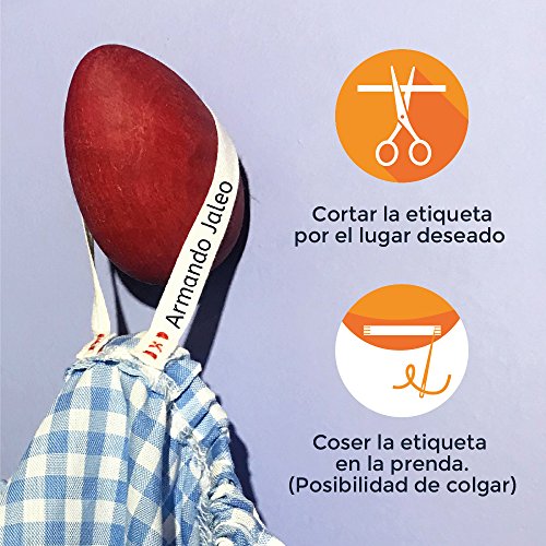 100 etiquetas para coser a la ropa. Etiquetas personalizadas de tela 100% ALGODÓN. Cintas de nombre para guarderías, escuelas, colegios y residencias.