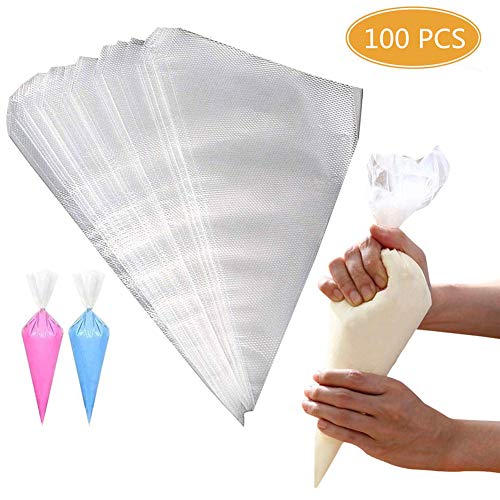 100 Manga Pastelera Desechables & 2 Manga Pastelera Silicona Reutilizable, Bolsas de Pastelería Para Repostería Fondant Cupcakes Bolsas Decoración (B-102PCS + 3 Raspador Masa)