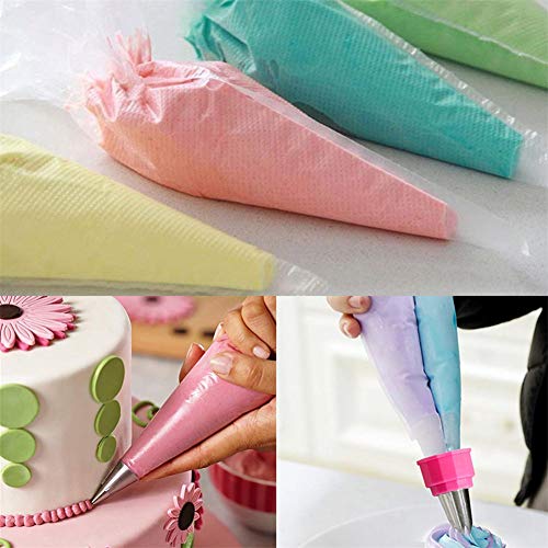 100 Manga Pastelera Desechables & 2 Manga Pastelera Silicona Reutilizable, Bolsas de Pastelería Para Repostería Fondant Cupcakes Bolsas Decoración (B-102PCS + 3 Raspador Masa)