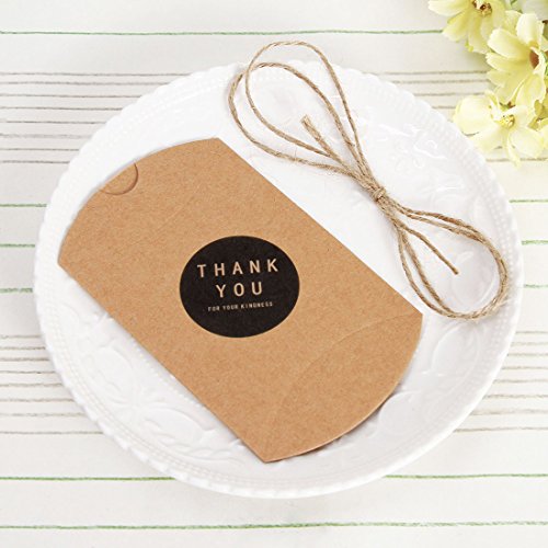 100 pcs Bolsas de Caramelos Kraft Vintage Marrón+ 60M Cuerda+100 Adhesivo Pegatinas para Galletas Boda Cumpleaños Navidad(6.5 * 9cm)