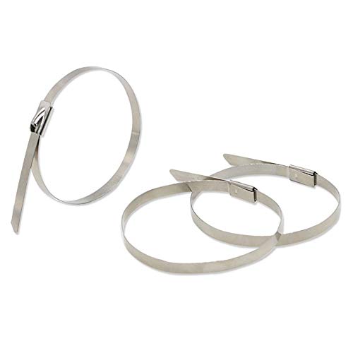 100 Pieza 4.6 * 250mm Bridas de acero inoxidable, Correa autoblocante marina Correas de metal cables de señalización Corbata de escape Envoltura de escape Recubierto Bloqueo Zip Ties