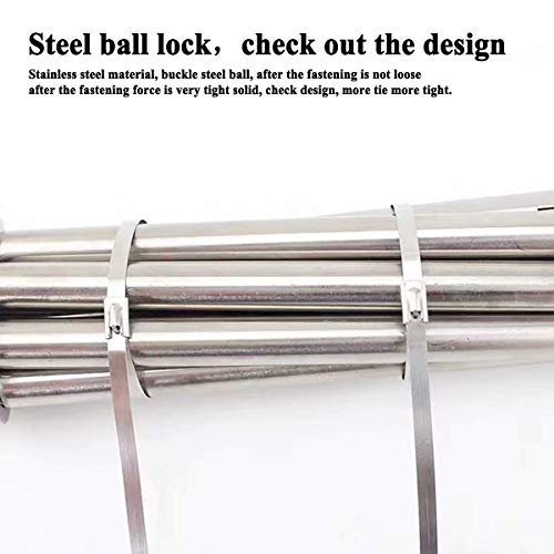 100 Pieza 4.6 * 250mm Bridas de acero inoxidable, Correa autoblocante marina Correas de metal cables de señalización Corbata de escape Envoltura de escape Recubierto Bloqueo Zip Ties
