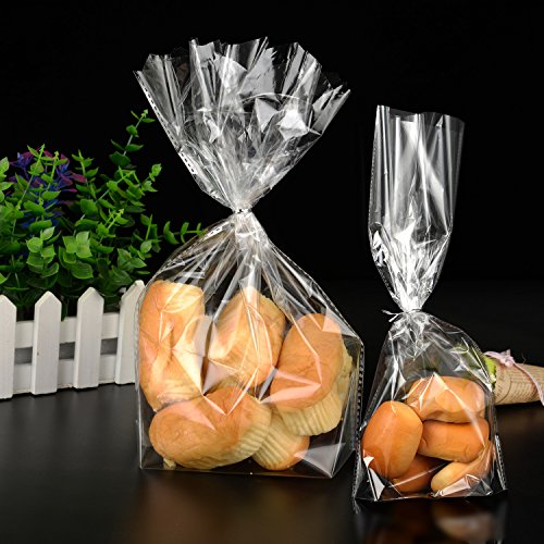 100 Piezas 11 por 5 por 3 Pulgadas Bolsas OPP Transparentes Bolsas de Celofán Bolsas de Dulces de Plástico de Parte Inferior Cuadrada para Galleta, Panadería, Caramelo, Regalo