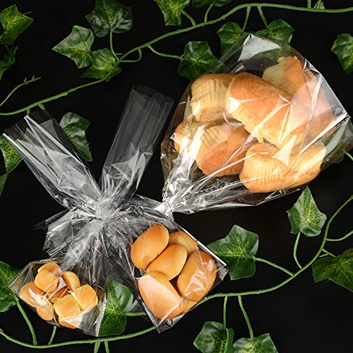 100 Piezas 11 por 5 por 3 Pulgadas Bolsas OPP Transparentes Bolsas de Celofán Bolsas de Dulces de Plástico de Parte Inferior Cuadrada para Galleta, Panadería, Caramelo, Regalo
