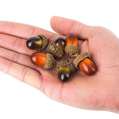 100 piezas Artificial Fake bellotas con Natural Bellota, muy realista y de aspecto Natural, 2 colores de simulación de bellota, buena decoración para manualidades, de la boda, decoración de la casa.