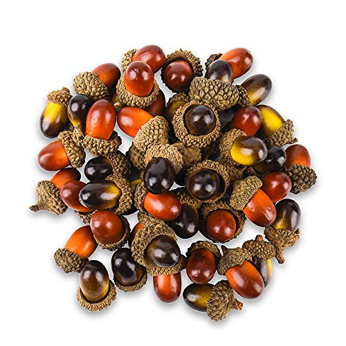100 piezas Artificial Fake bellotas con Natural Bellota, muy realista y de aspecto Natural, 2 colores de simulación de bellota, buena decoración para manualidades, de la boda, decoración de la casa.