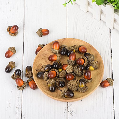 100 piezas Artificial Fake bellotas con Natural Bellota, muy realista y de aspecto Natural, 2 colores de simulación de bellota, buena decoración para manualidades, de la boda, decoración de la casa.