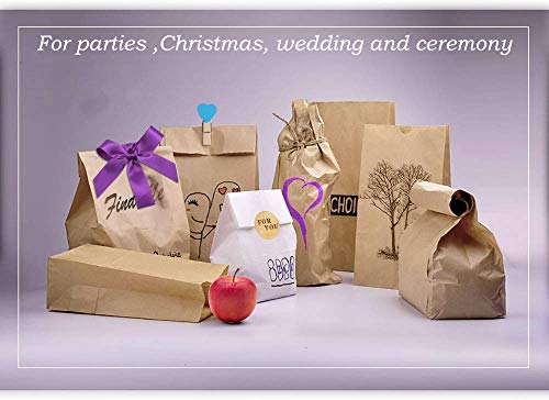 100 Piezas Bolsas Papel Kraft 21 x 12 x 7 cm, Bolsas Papel Regalo,Bolsas Ecologicas para Fruta, Bolsas para Envolver Regalos para Chuches Semillas Etiquetas Palomitas Dulces Bocadillos