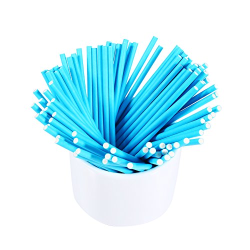 100 piezas Palos de Lollipop Paper Lollipo para Piruletas de Chocolate 3.9 pulgadas (Azul)