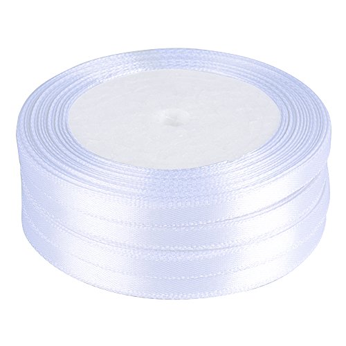 100 yardas Cinta de Raso Satén Seda Blanco 6mm para Embalaje Decoración de Regalo Cajas Flores Boda Navidad (Blanco-6mm*91m(100 yardas))