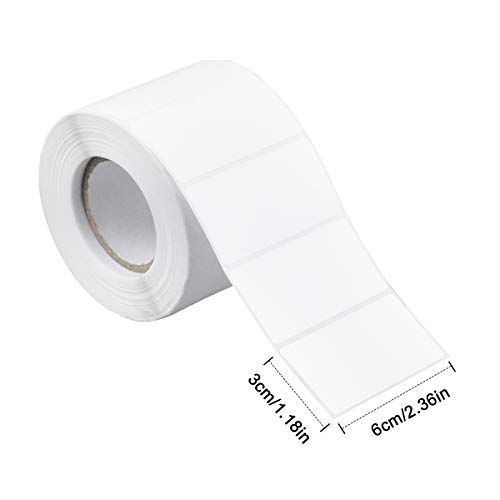 1000 Piezas Etiquetas Adhesivas Blancas, 6 X 3cm Rollo Etiquetas Autoadhesivo Etiqueta Imprimible para Congelador, Frascos