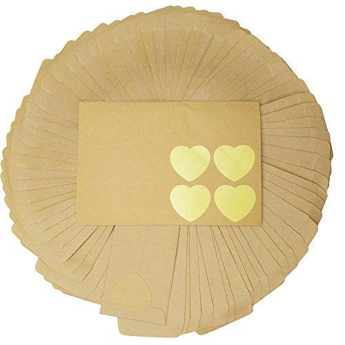 100pcs 6 * 10CM Bolsas Bolsitas Papel Kraft Pequeño Marrón Estraza Alimentos Bolsitas Mini Papel Paquete para Semilla Regalo Joyería Caramelos + (4.5cm) 10Hojas 120pcs Pegatina de papel kraft