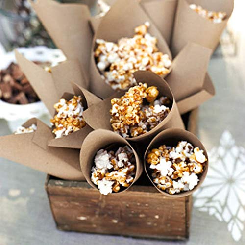 100pcs Cono Arroz Boda Retro Papel Kraft Ramo de Bolsas de Caramelo de Chocolate Cajas de Boda Cuerda (100pcs)
