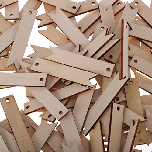 100pcs Decoración Colgante De Madera Natural Etiquetas Accesorios de Arte DIY