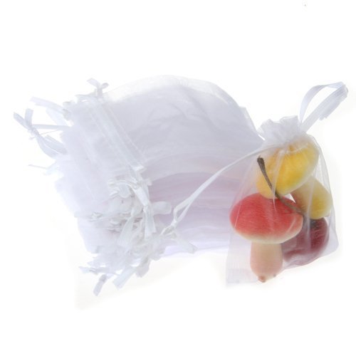 100X Bolsa Organza blanca 9x7cm para envolver Regalo Detalle de Boda