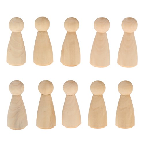 10pcs macho novio claro blanco clavija muñecas Primeros de la torta de boda Figuras de madera - 3, 6mm